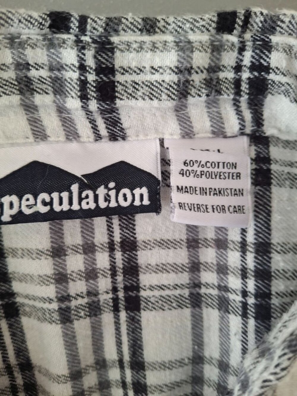 Speculation Womens XL Plaid Flannel Shirt Black White Button Down Grunge Oversiz - Picture 3 of 10